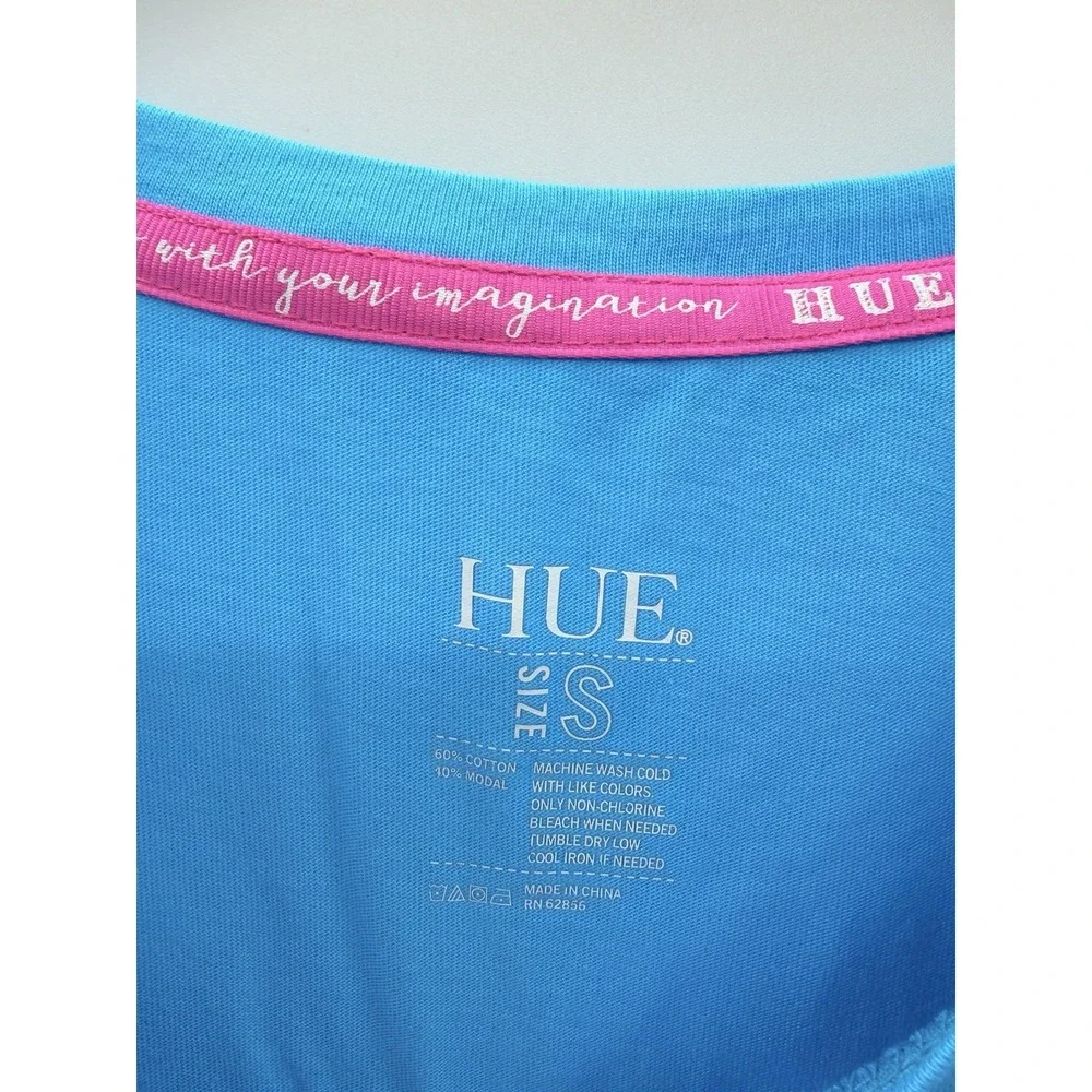 Hue Womens Small Solid Short-Sleeve Scoop-Neck Pajama T-Shirt Scuba Blue 2735
